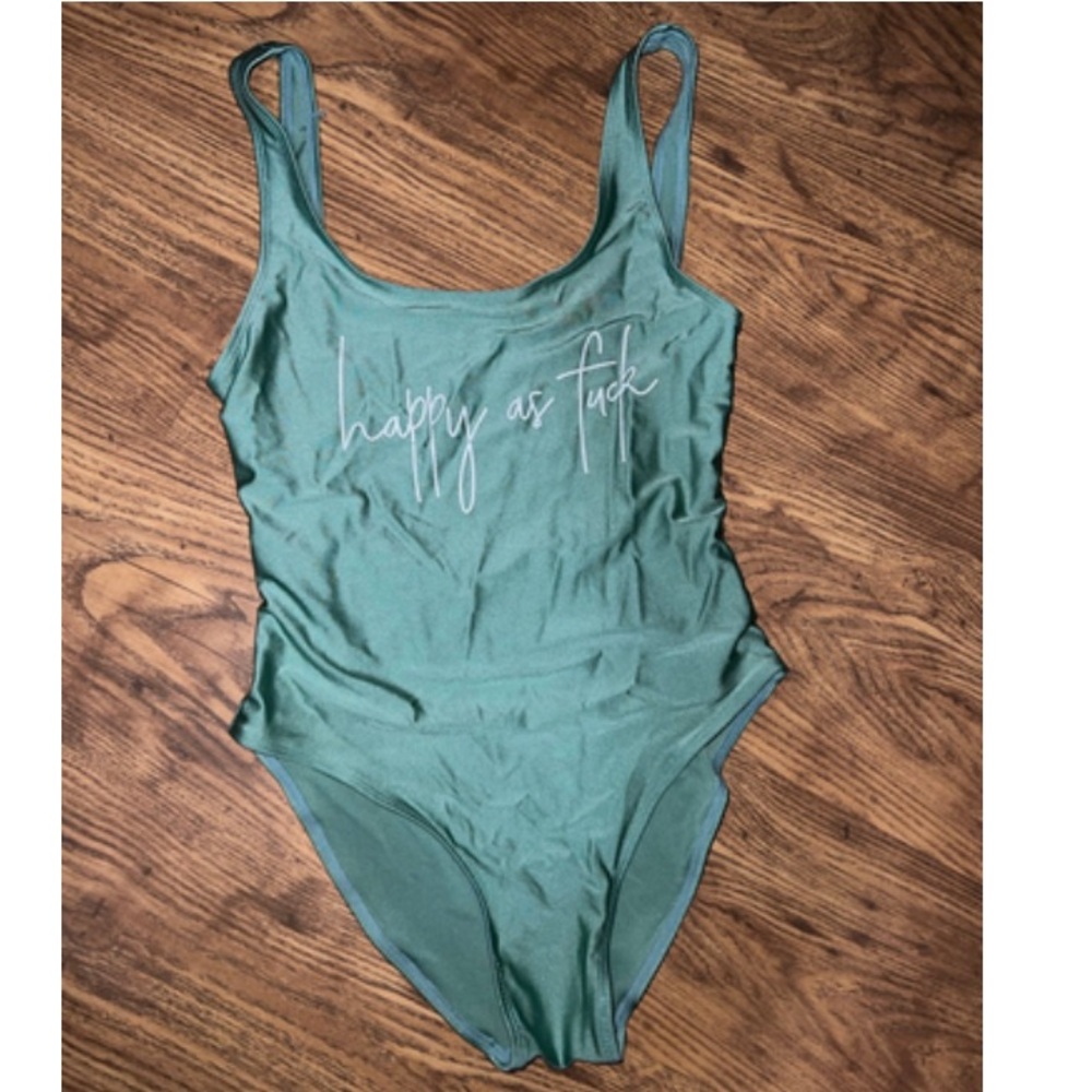 Ravesuit “Happy as f”*k” onesie bodysuit swimsuit